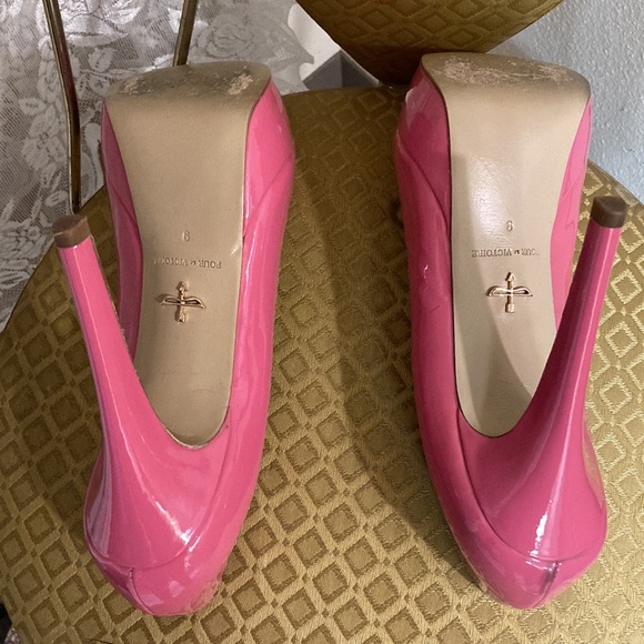 Pour La Victoire Pink Peep Toe Heels Size 9 - Picture 7 of 12